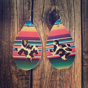 Cheetah serape leather earrings